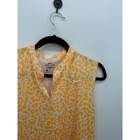 Nike Dri-fit Golf Pullover Tank Women XXL V Neck Orange Print Pickleball Tennis - Picture 5 of 8
